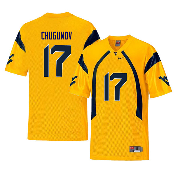 Men #17 Mitch Chugunov West Virginia Mountaineers Retro College Football Jerseys Sale-Yellow